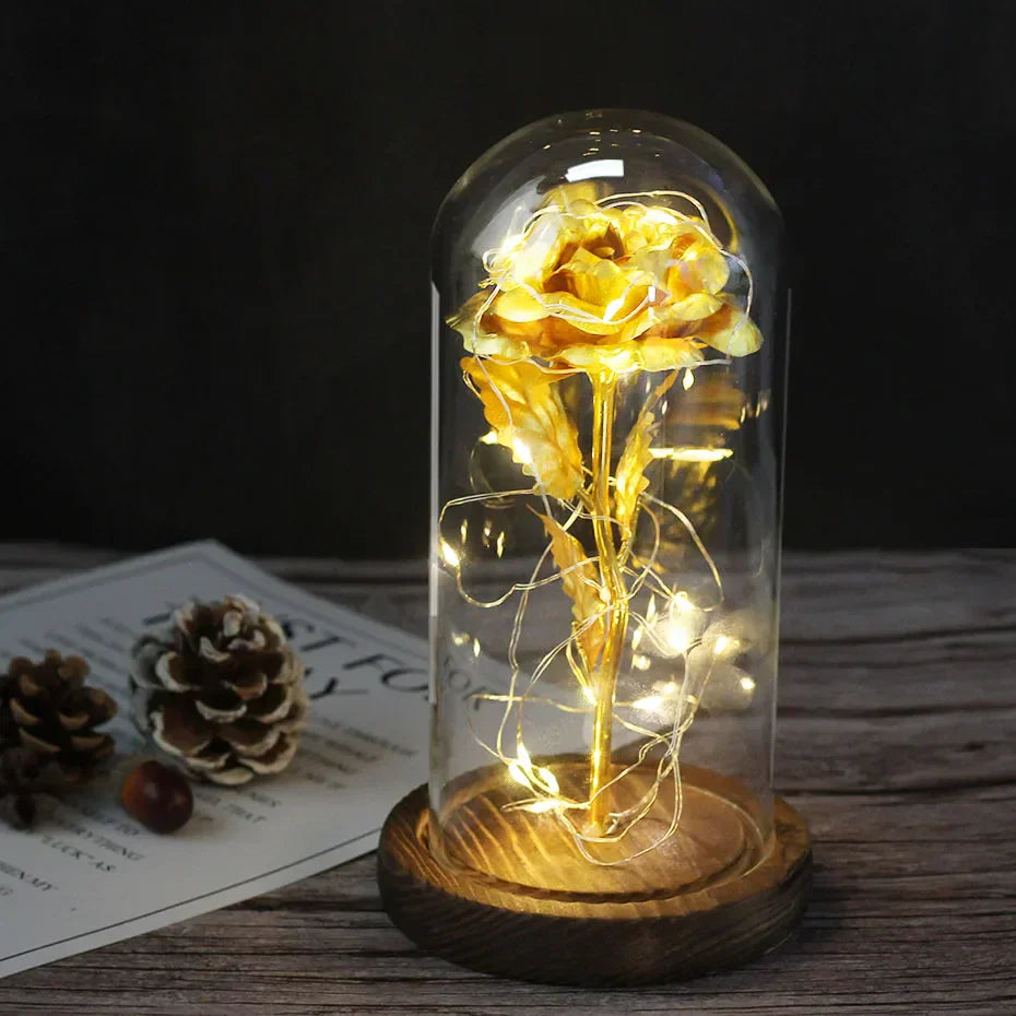 Eternal Rose in Glass Dome | Handpicked, LED Lit & Ideal for Romantic Gifts and Home Decor