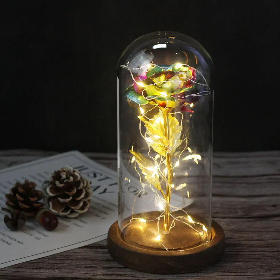 Eternal Rose in Glass Dome | Handpicked, LED Lit & Ideal for Romantic Gifts and Home Decor