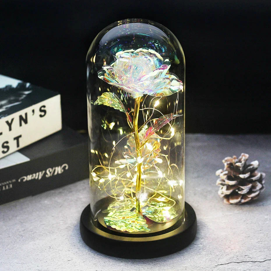 Eternal Rose in Glass Dome | Handpicked, LED Lit & Ideal for Romantic Gifts and Home Decor