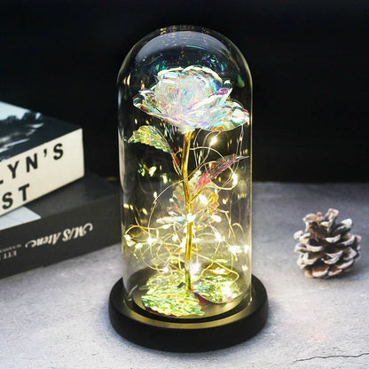 Eternal Rose in Glass Dome | Handpicked, LED Lit & Ideal for Romantic Gifts and Home Decor