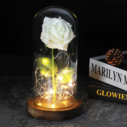 Eternal Rose in Glass Dome | Handpicked, LED Lit & Ideal for Romantic Gifts and Home Decor
