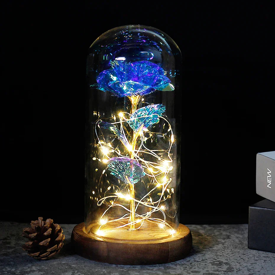 Eternal Rose in Glass Dome | Handpicked, LED Lit & Ideal for Romantic Gifts and Home Decor