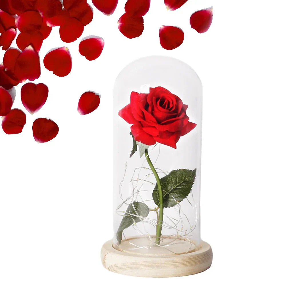 Eternal Rose in Glass Dome | Handpicked, LED Lit & Ideal for Romantic Gifts and Home Decor