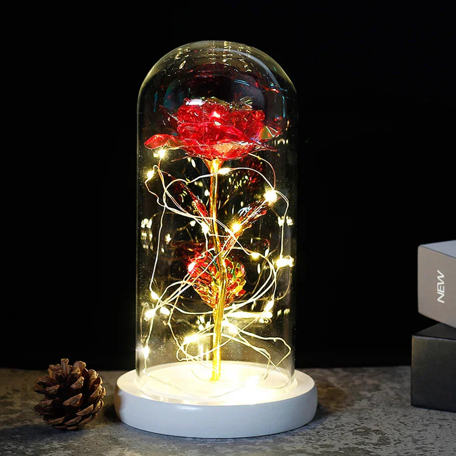Eternal Rose in Glass Dome | Handpicked, LED Lit & Ideal for Romantic Gifts and Home Decor