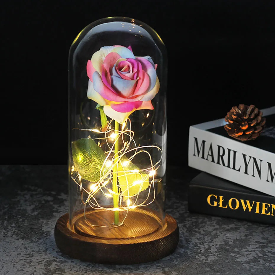 Eternal Rose in Glass Dome | Handpicked, LED Lit & Ideal for Romantic Gifts and Home Decor