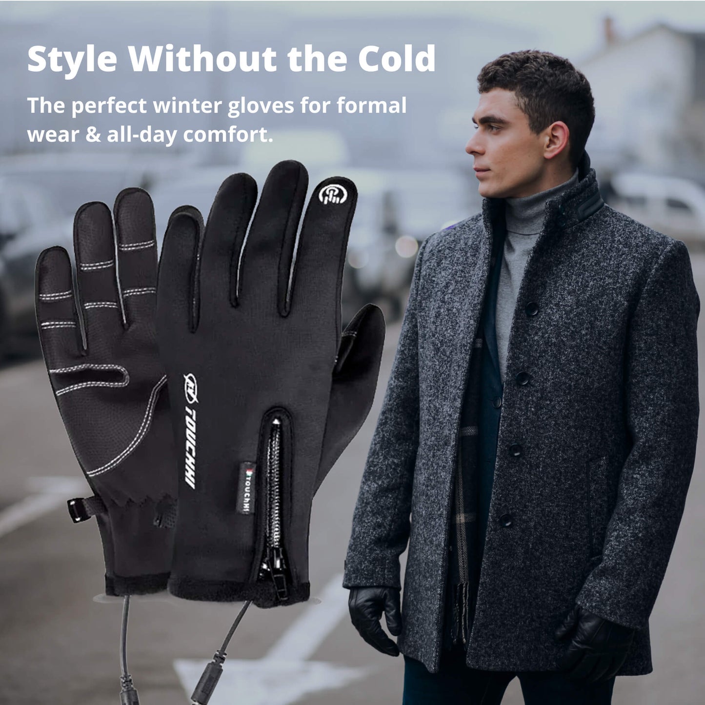 Heated Gloves for Men UK – Thermal Waterproof Winter Gloves with Heating & Touchscreen Grip