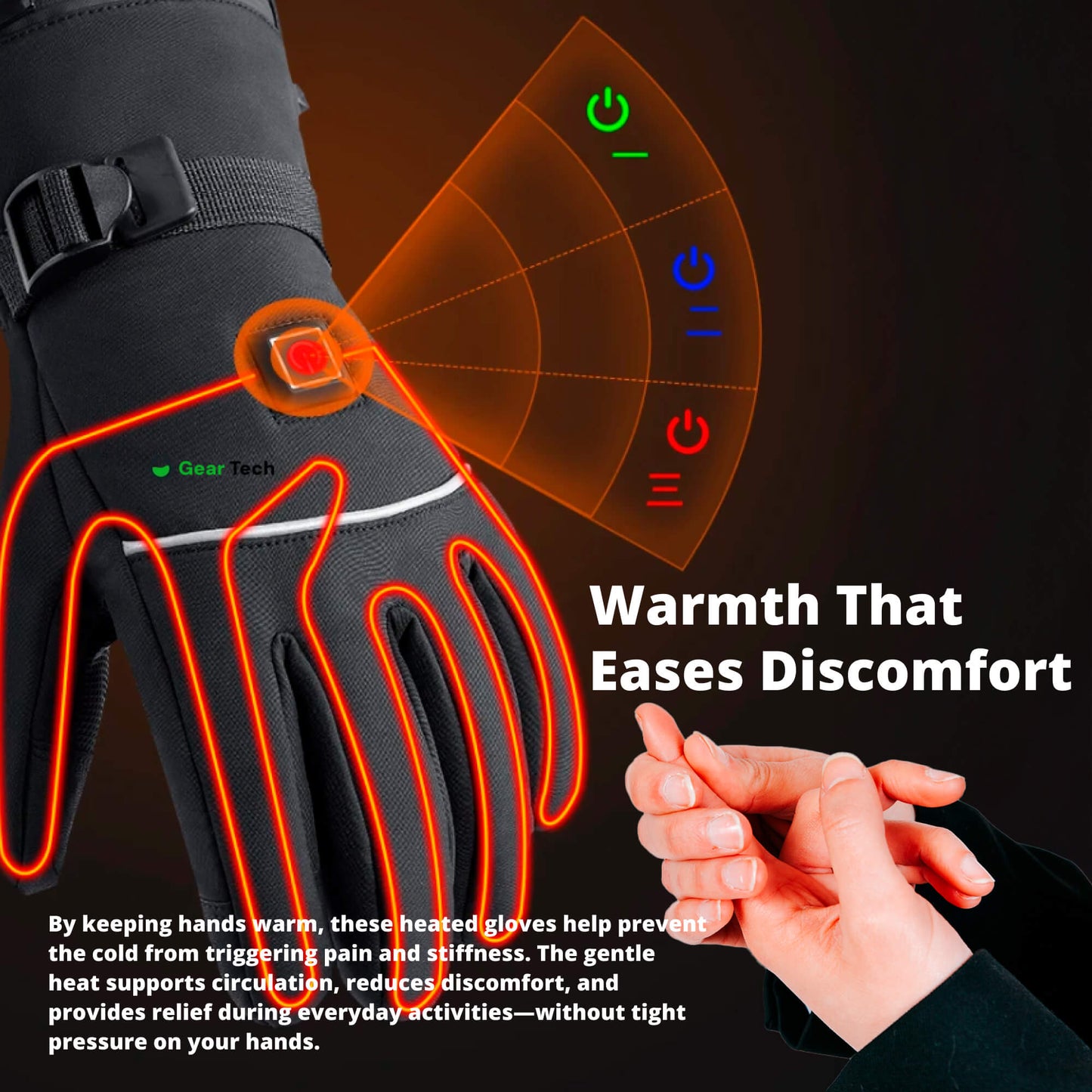 Heated Gloves for Raynaud’s & Arthritis UK – Rechargeable Waterproof Thermal Gloves with 3 Heat Levels for Pain Relief