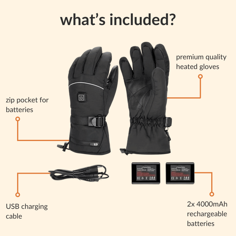 Heated Gloves | Water-Repellent, Touchscreen-Compatible & Ideal for Outdoor Winter Activities