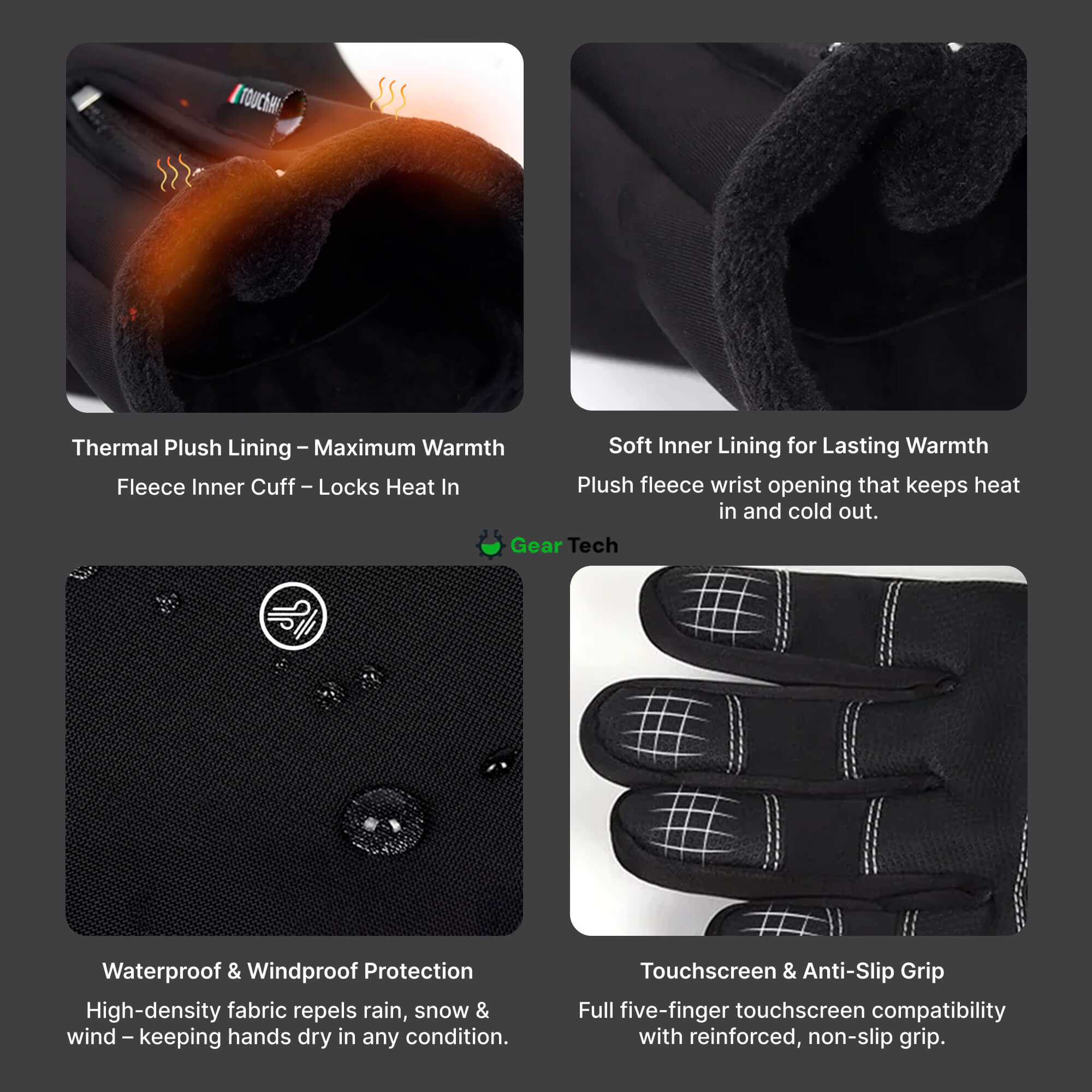 Heated Gloves for Men UK – Thermal Waterproof Winter Gloves with Heating & Touchscreen Grip