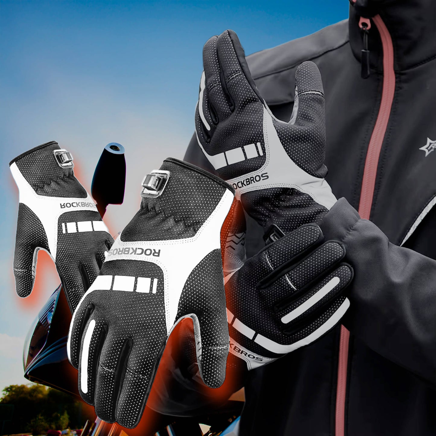 Heated Motorcycle Gloves UK – Winter Motorbike Gloves with Knuckle Protection, Visor Wiper & Touchscreen