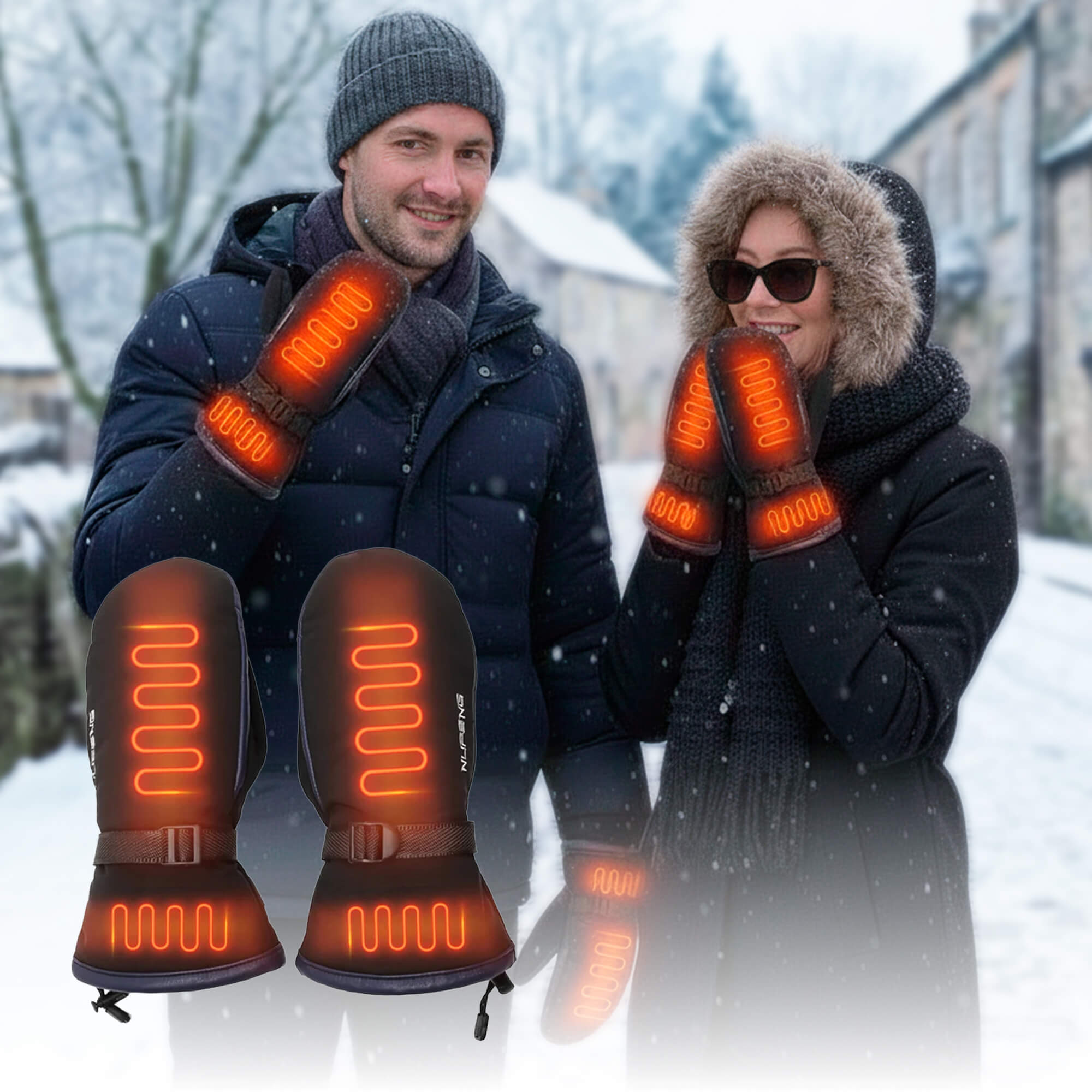 Heated Winter Mittens – Waterproof Rechargeable Hand Warmer Gloves for Outdoor Winter Use, Golf & Ski