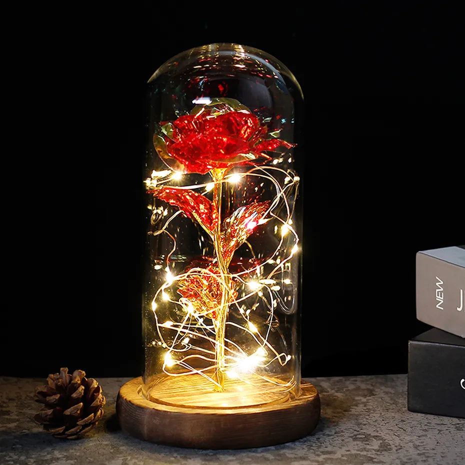 Eternal Rose in Glass Dome | Handpicked, LED Lit & Ideal for Romantic Gifts and Home Decor
