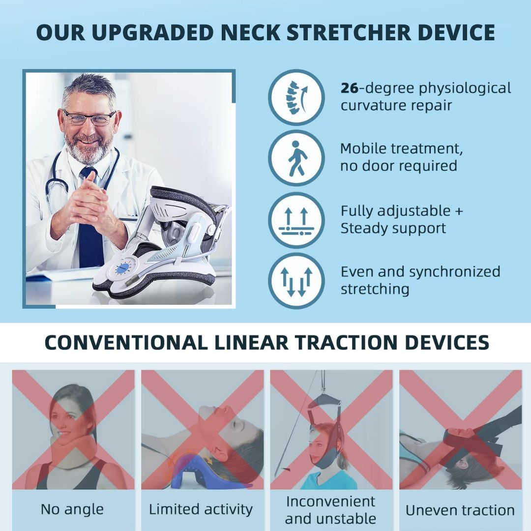 Neck Stretcher for Pain Relief - Adjustable Cervical Traction Device Ideal for Neck Tension and Discomfort
