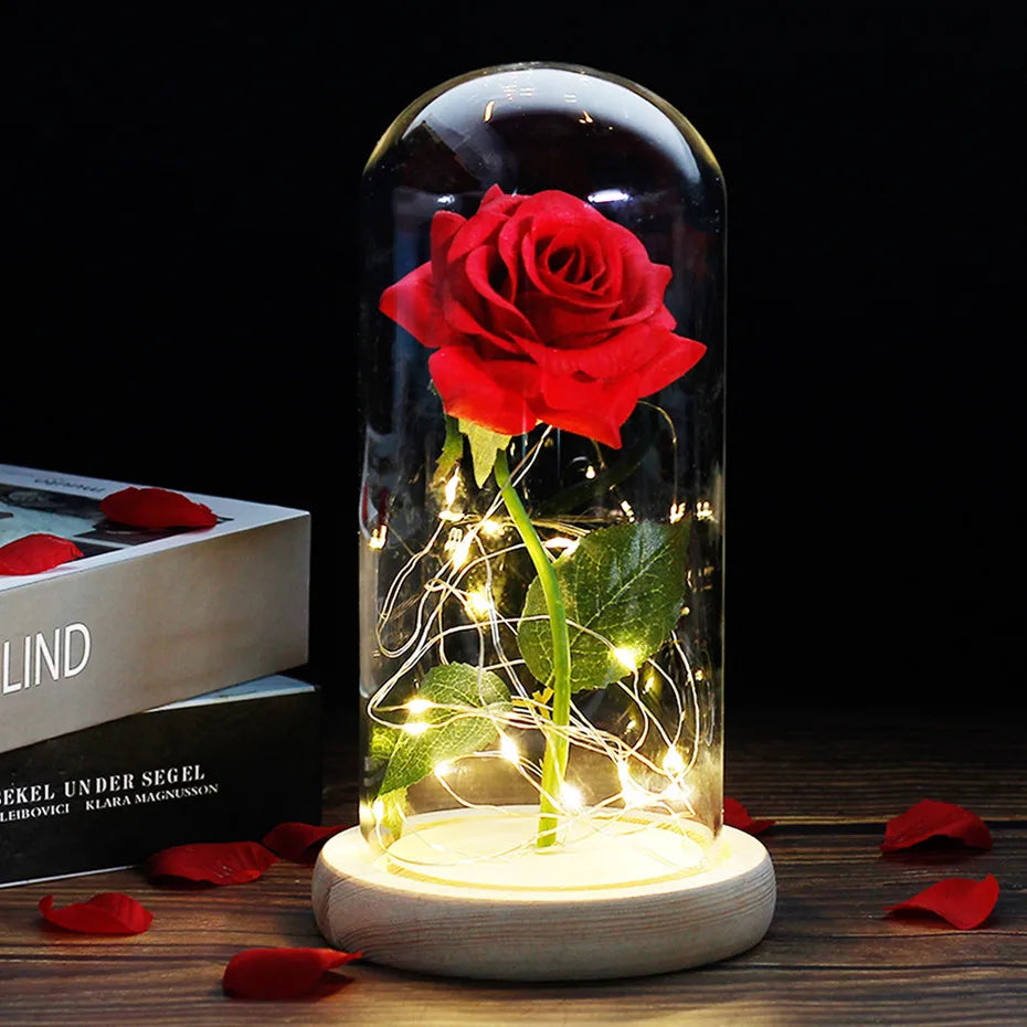 Eternal Rose in Glass Dome | Handpicked, LED Lit & Ideal for Romantic Gifts and Home Decor