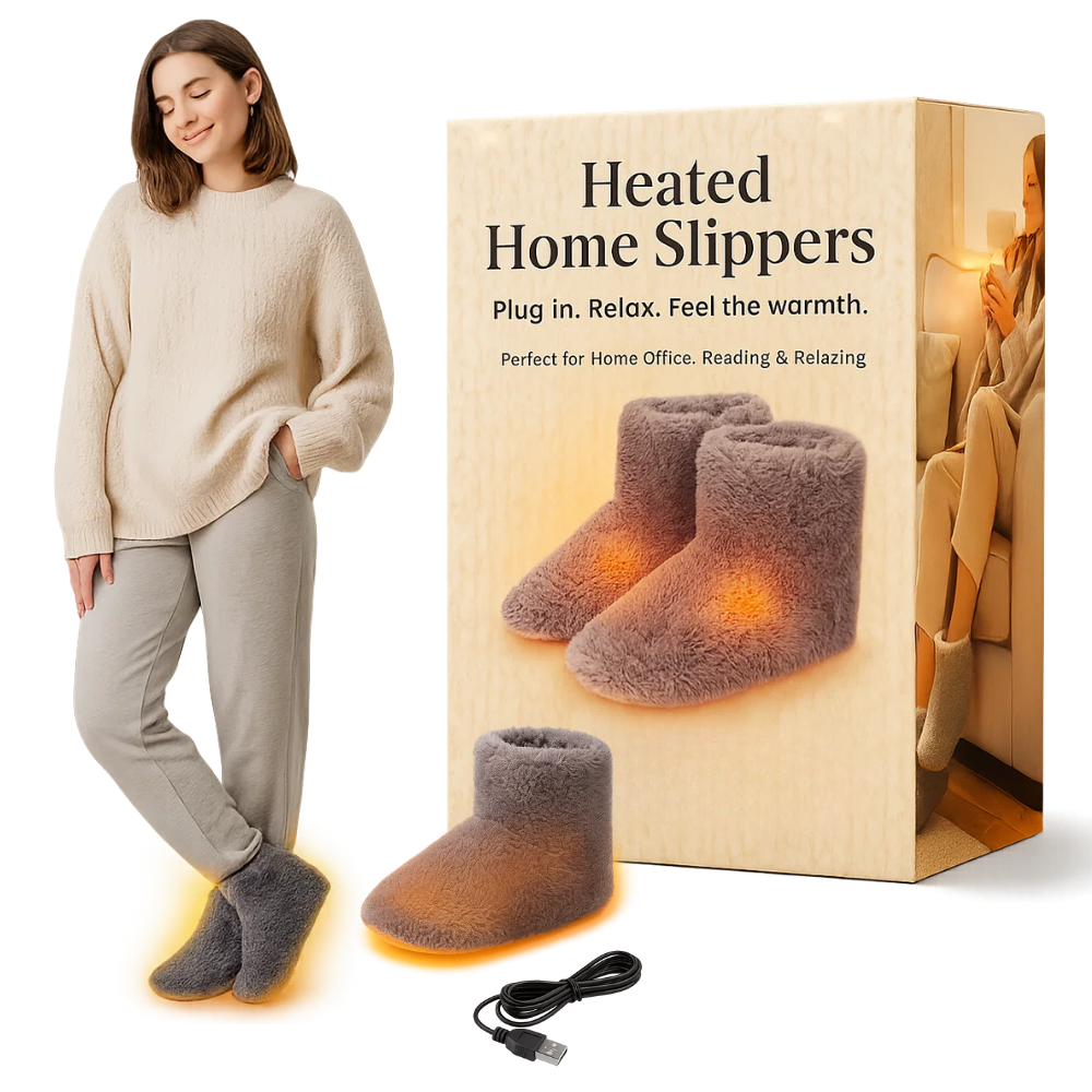Rechargeable Heated Slippers – Electric USB Heated Shoes & Foot Warmers for Home, Indoor Comfort & Cold Feet Relief