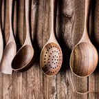Teak Wooden Utensil Set - Sustainable Cooking Ideal like Retro Cooking Utensils