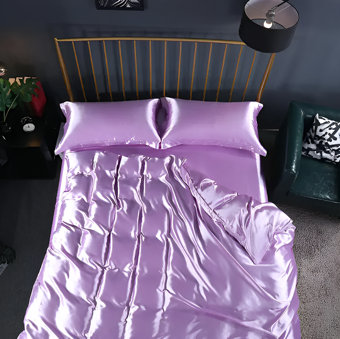 Silk Bedding Set – Silky Bed Sheets for Double & King Size / Silk Bedclothes