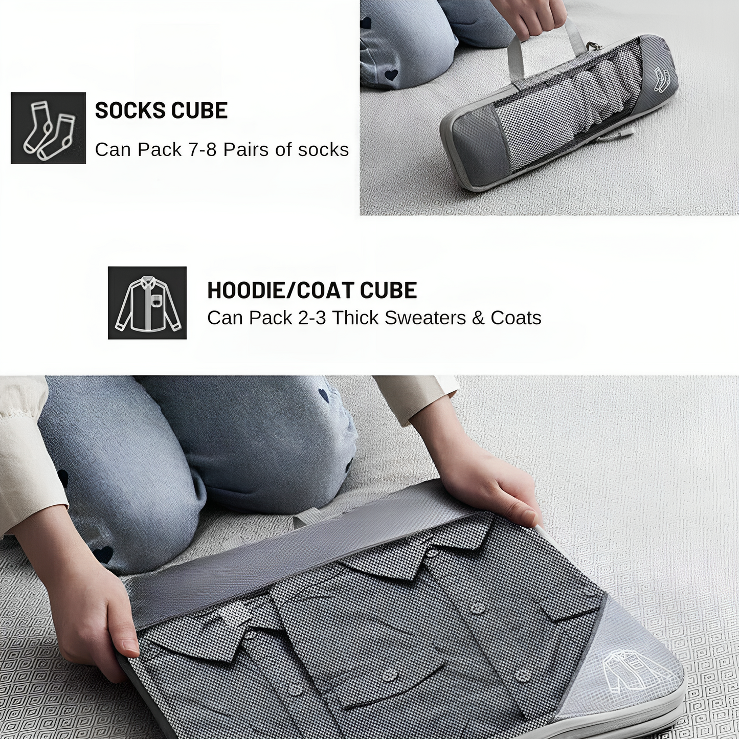Compression Packing Cubes | Maximise Space by 60%, Lightweight & Durable for Travel, Hiking, Camping & Road Trips