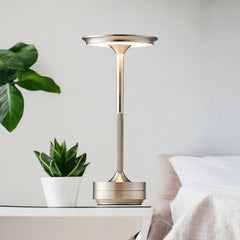 Cordless Rechargeable Modern Aura Table Lamp with Touch Controls | Wireless LED Light for Modern Side Tables and Office Desks | Minimalist Table Lamp