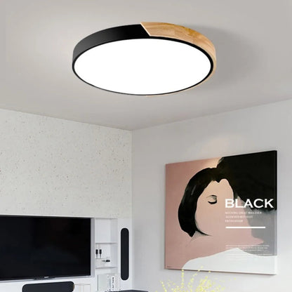 Nordic Wooden Circular Ceiling Light Fixture for Macaroon Style Home Decor & Ambient Lighting
