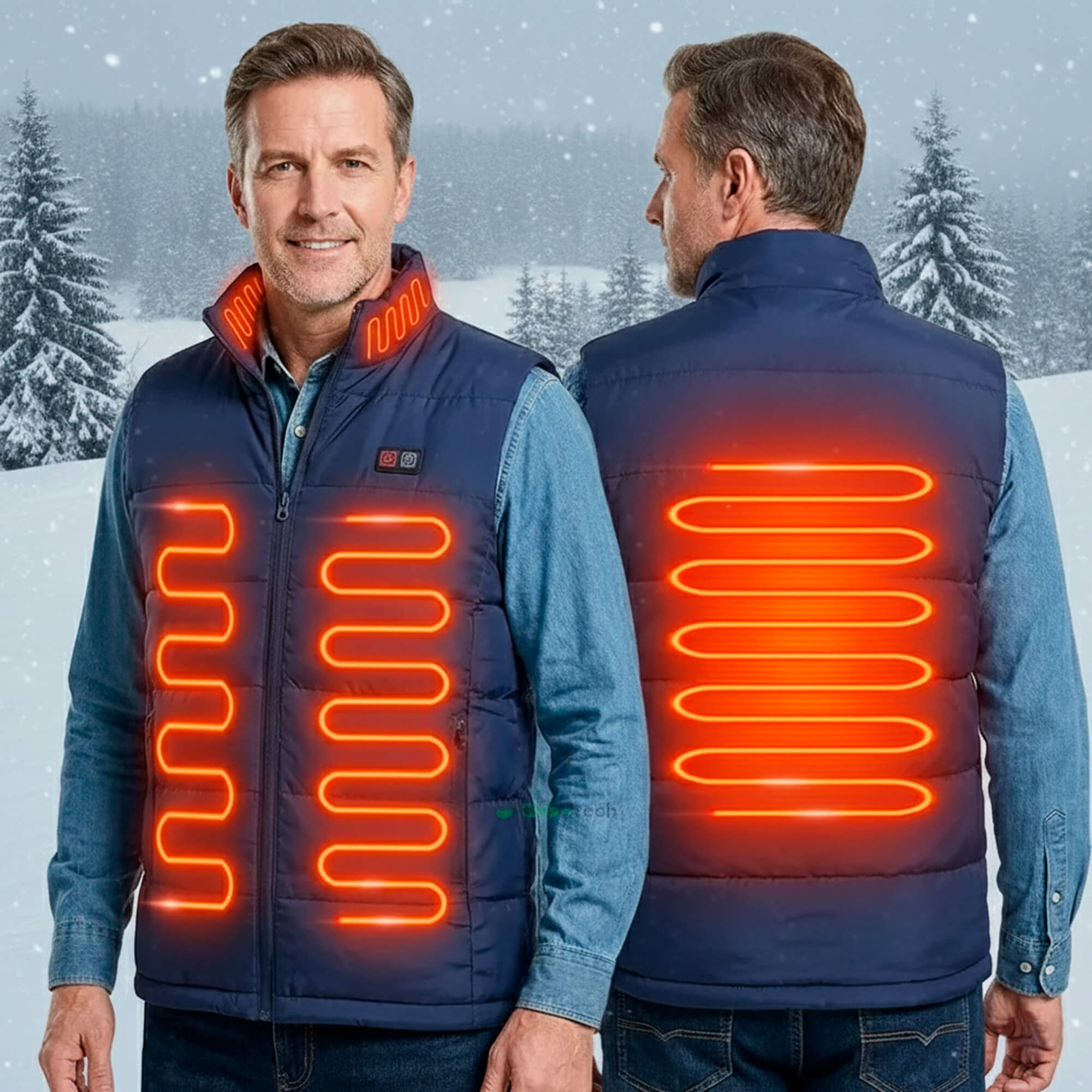Mens Heated Gilet | Ultra-Thin Heated Vest, 9 Heating Zones & 8 Hours of Luxurious Warmth for Outdoor Activities