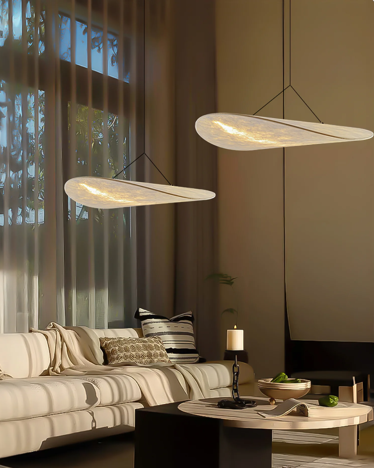 Japandi Style Table Lamp - Modern Minimalist Design with Wooden Base - Perfect for Living Room & Bedroom Decor