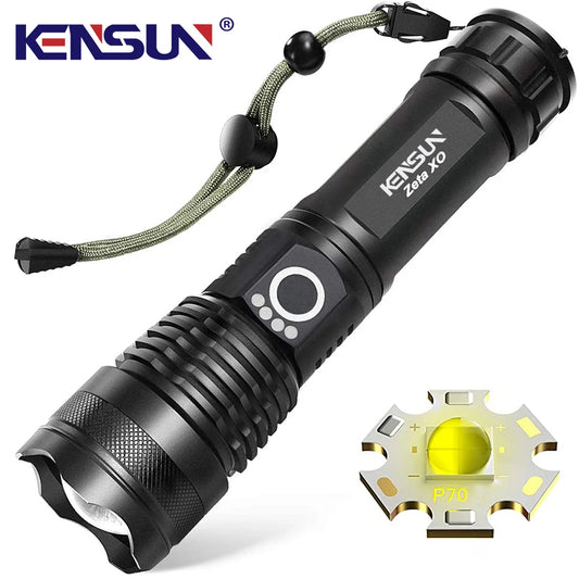 90000lm LED Tactical Flashlight | Rechargeable, Zoomable & Water-Resistant for Camping and Hiking
