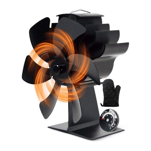Wood Stove Fan | Includes Thermometer, Automatic Start/Stop & Ideal for Living Room Heating