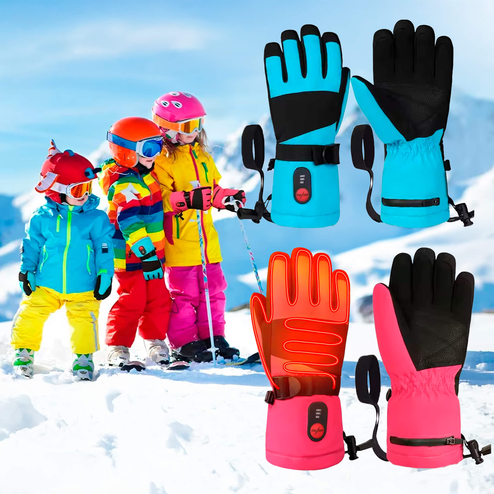 Heated Winter Mittens – Waterproof Rechargeable Hand Warmer Gloves for Outdoor Winter Use, Golf & Ski