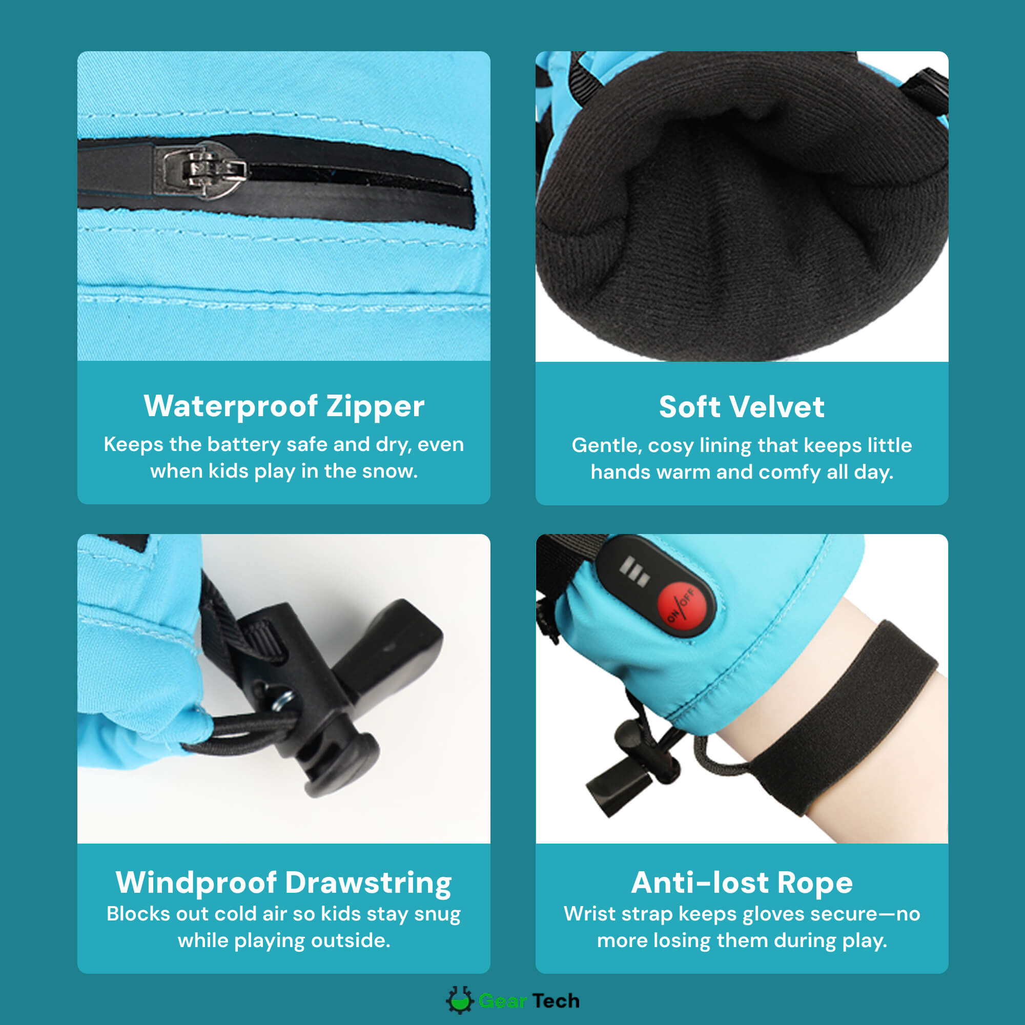 Heated Winter Mittens – Waterproof Rechargeable Hand Warmer Gloves for Outdoor Winter Use, Golf & Ski
