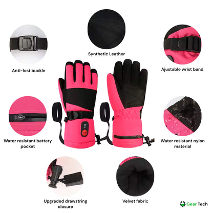 Kids Heated Gloves | Waterproof, Windproof, Rechargeable Winter Gloves with 3 Heat Levels