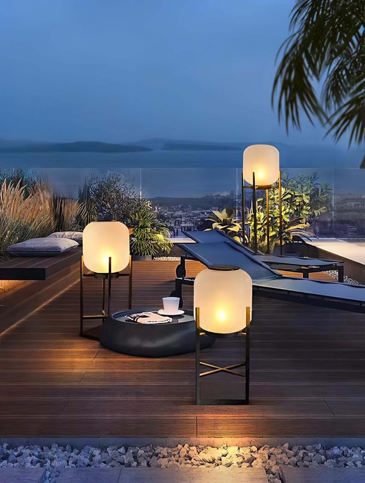 Solar Floor Lamp Lantern - Waterproof LED Outdoor Lighting for Patios, Gardens, and Backyards