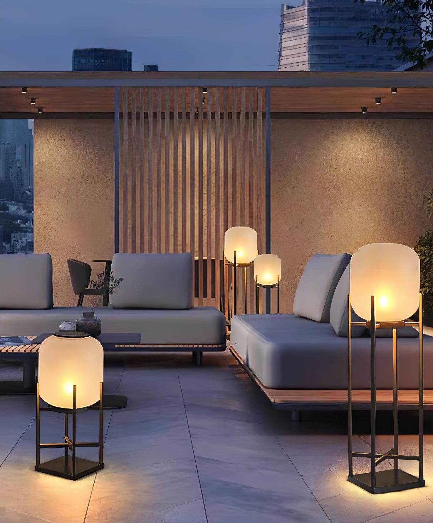 Solar Floor Lamp Lantern - Waterproof LED Outdoor Lighting for Patios, Gardens, and Backyards