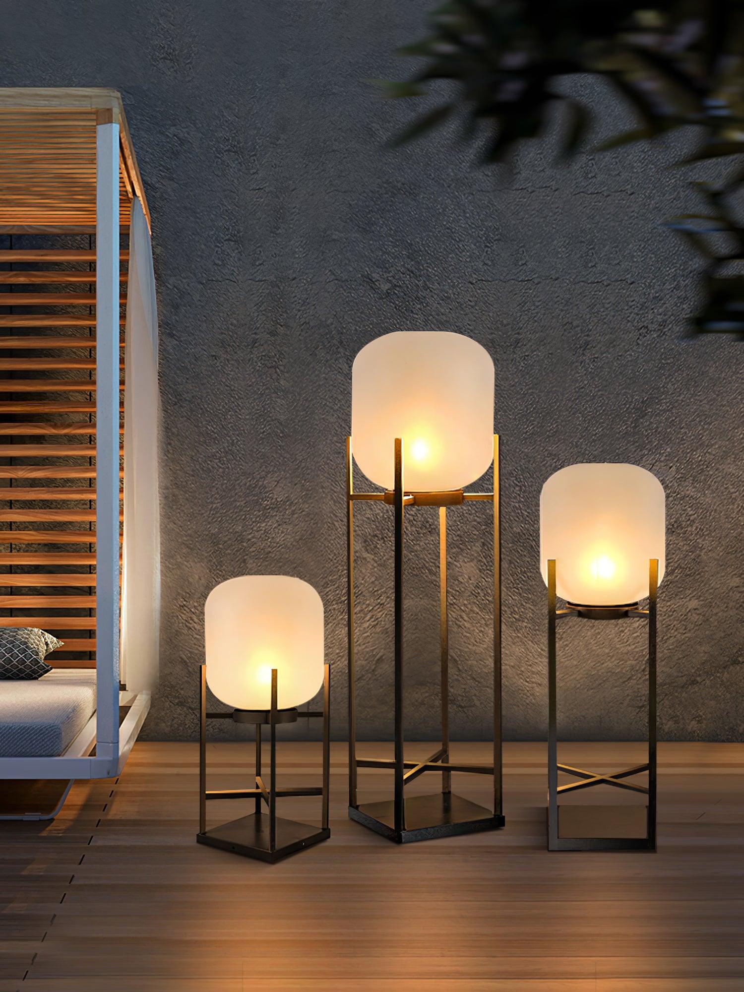 Solar Floor Lamp Lantern - Waterproof LED Outdoor Lighting for Patios, Gardens, and Backyards