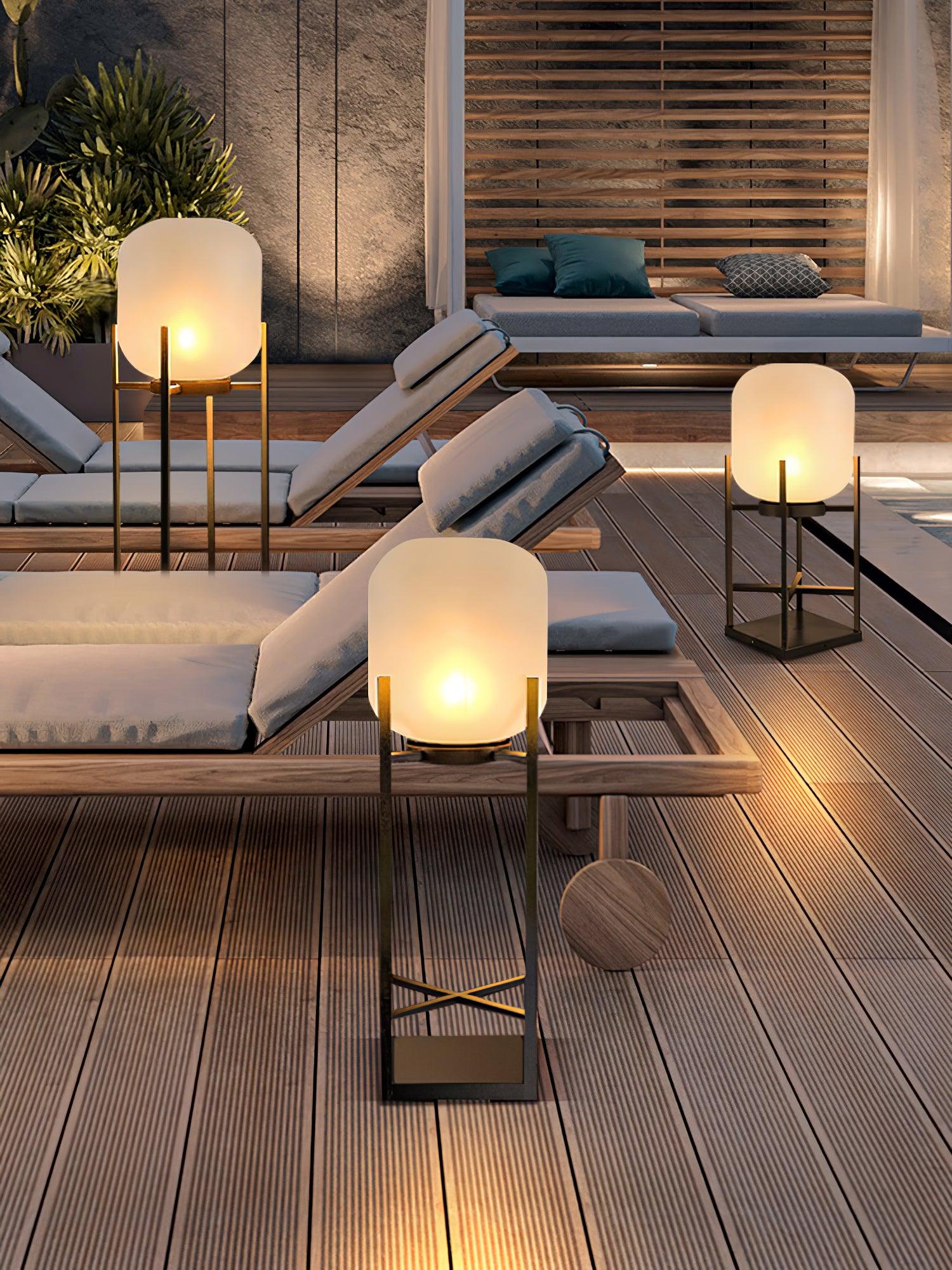 Solar Floor Lamp Lantern - Waterproof LED Outdoor Lighting for Patios, Gardens, and Backyards