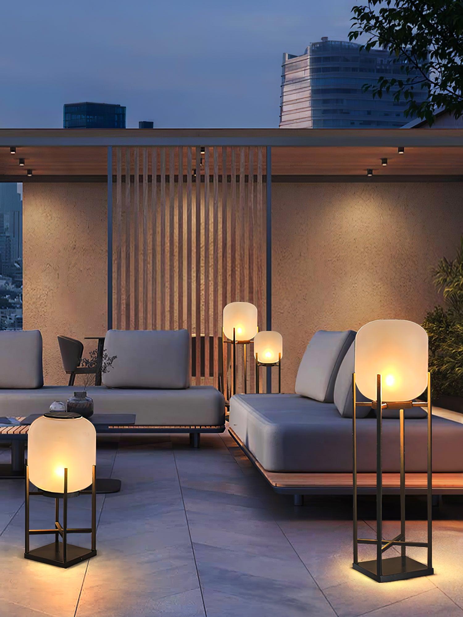 Solar Floor Lamp Lantern - Waterproof LED Outdoor Lighting for Patios, Gardens, and Backyards