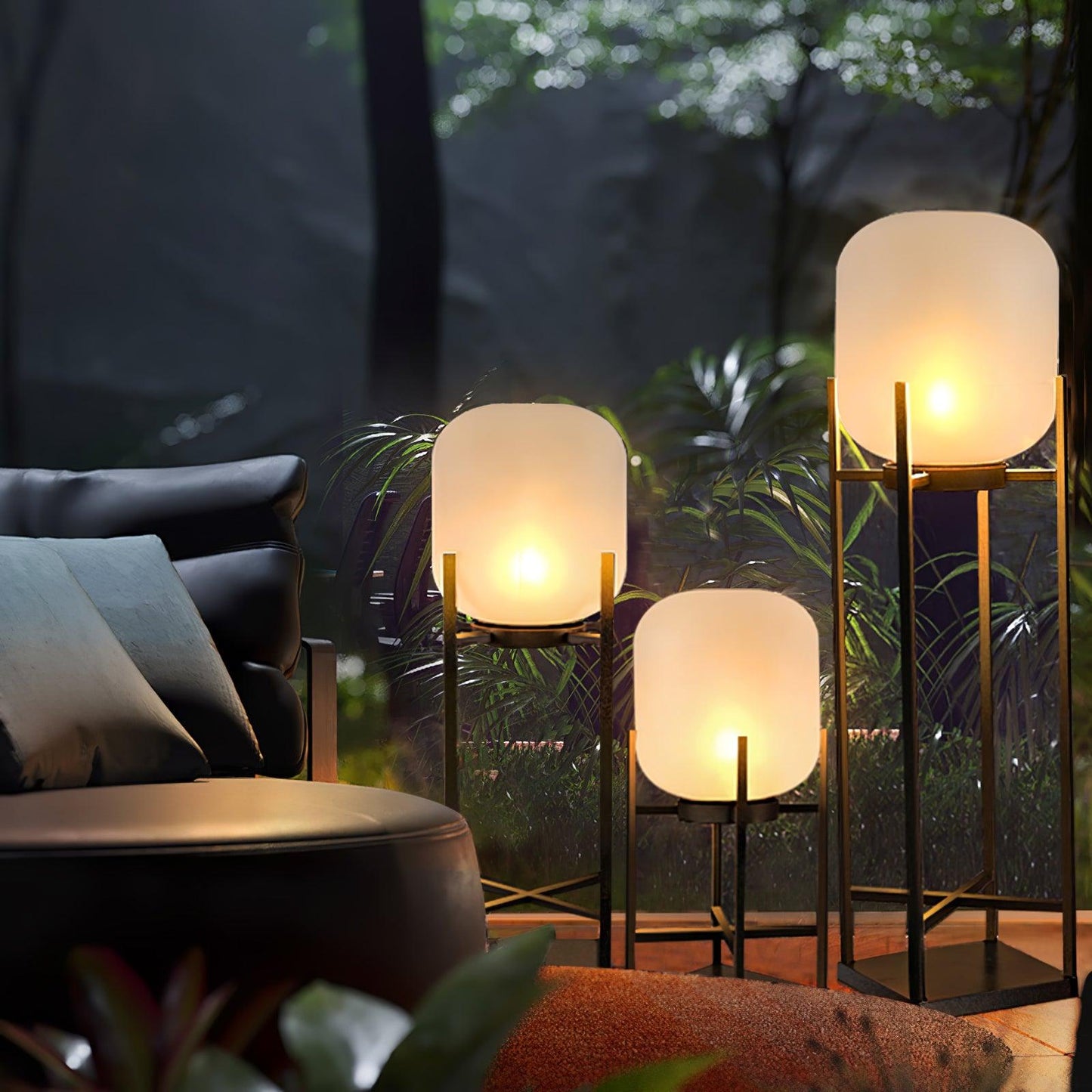 Solar Floor Lamp Lantern - Waterproof LED Outdoor Lighting for Patios, Gardens, and Backyards
