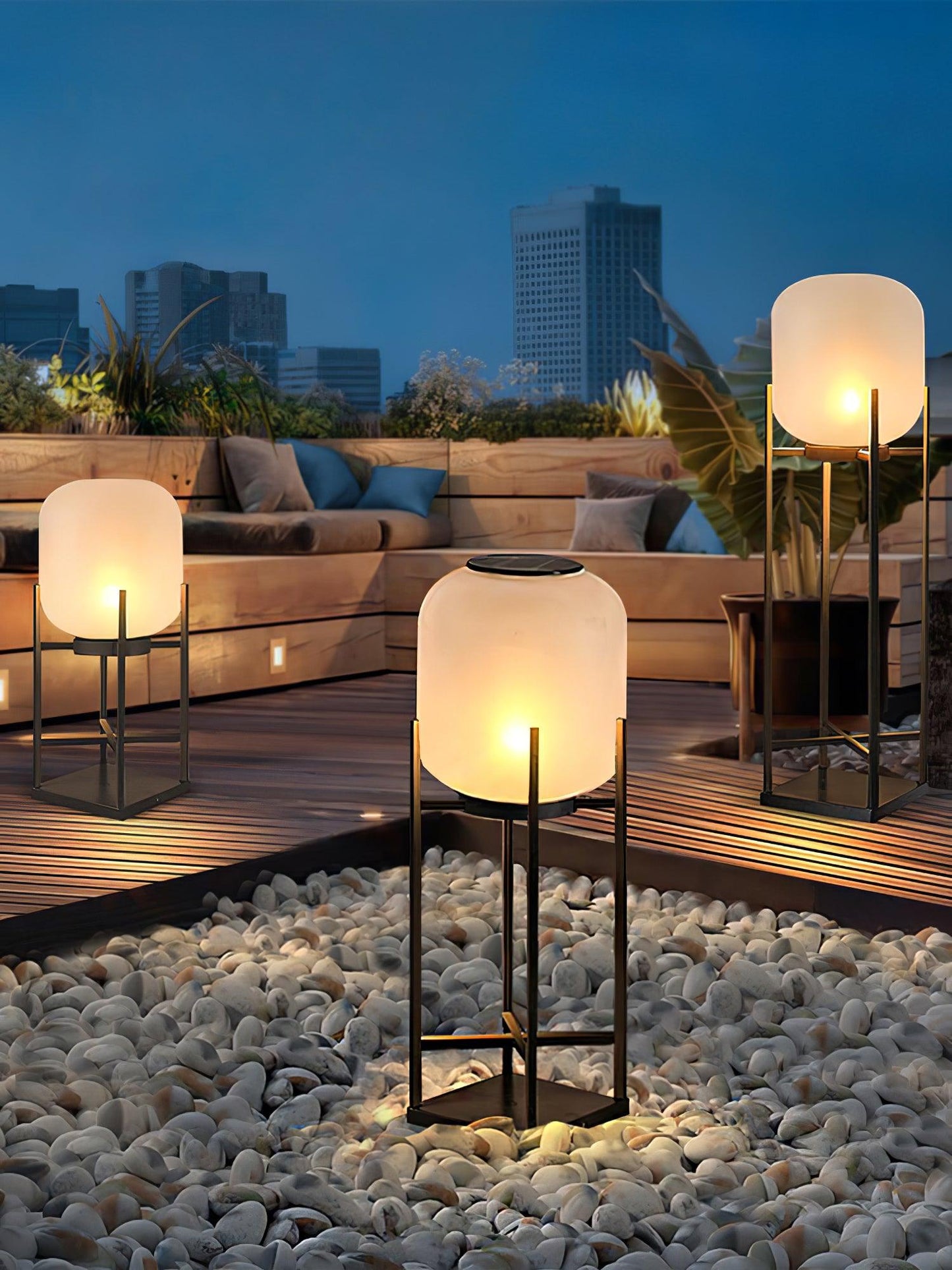Solar Floor Lamp Lantern - Waterproof LED Outdoor Lighting for Patios, Gardens, and Backyards