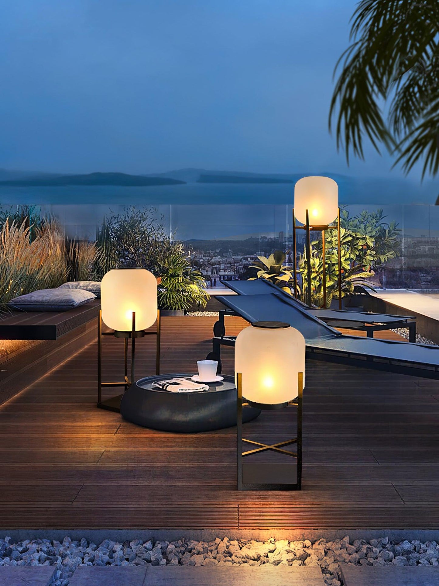 Solar Floor Lamp Lantern - Waterproof LED Outdoor Lighting for Patios, Gardens, and Backyards