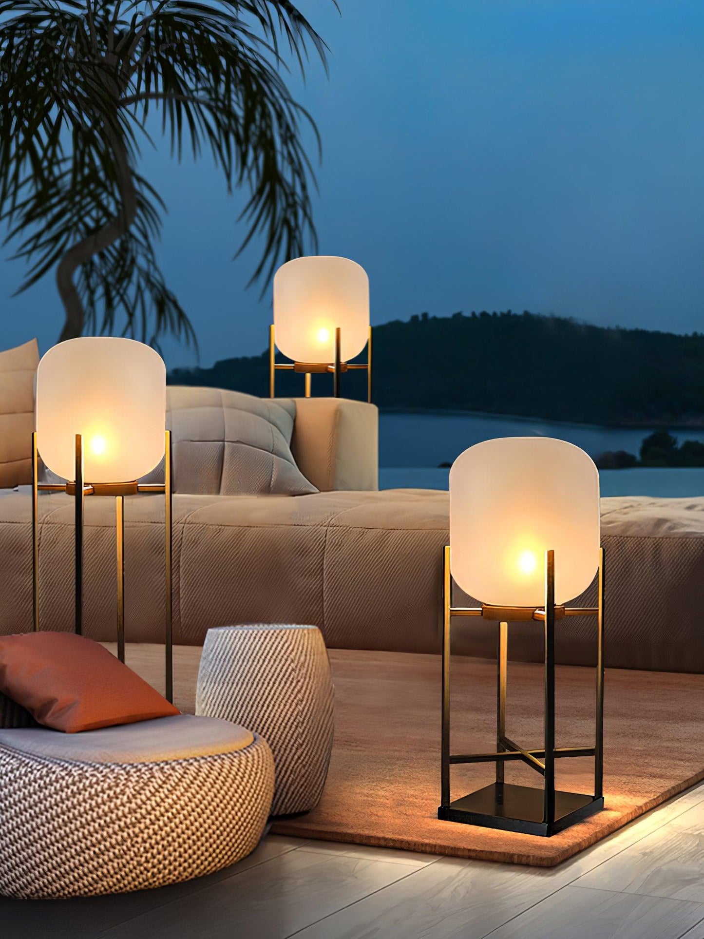 Solar Floor Lamp Lantern - Waterproof LED Outdoor Lighting for Patios, Gardens, and Backyards