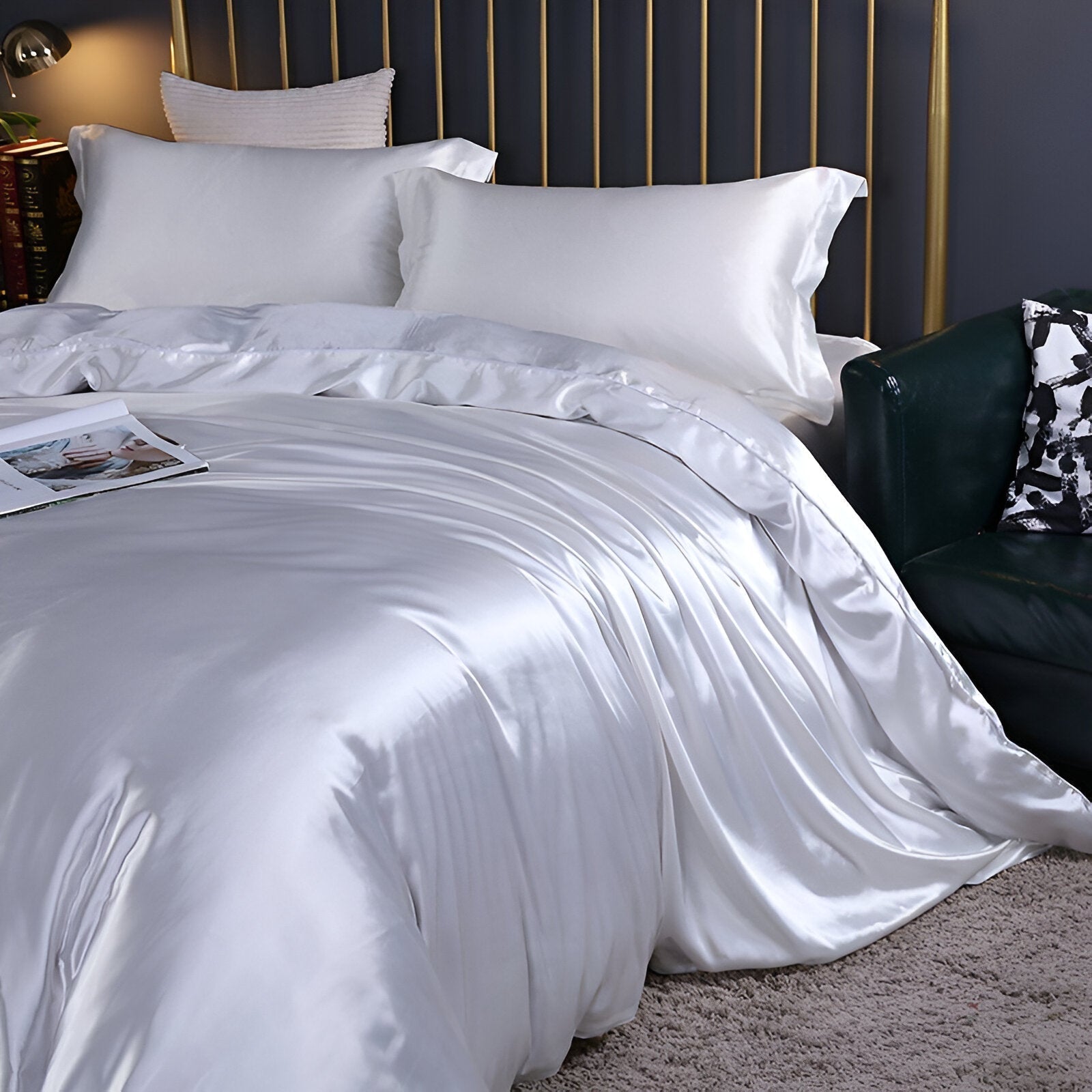 Silk Bedding Set – Silky Bed Sheets for Double & King Size / Silk Bedclothes