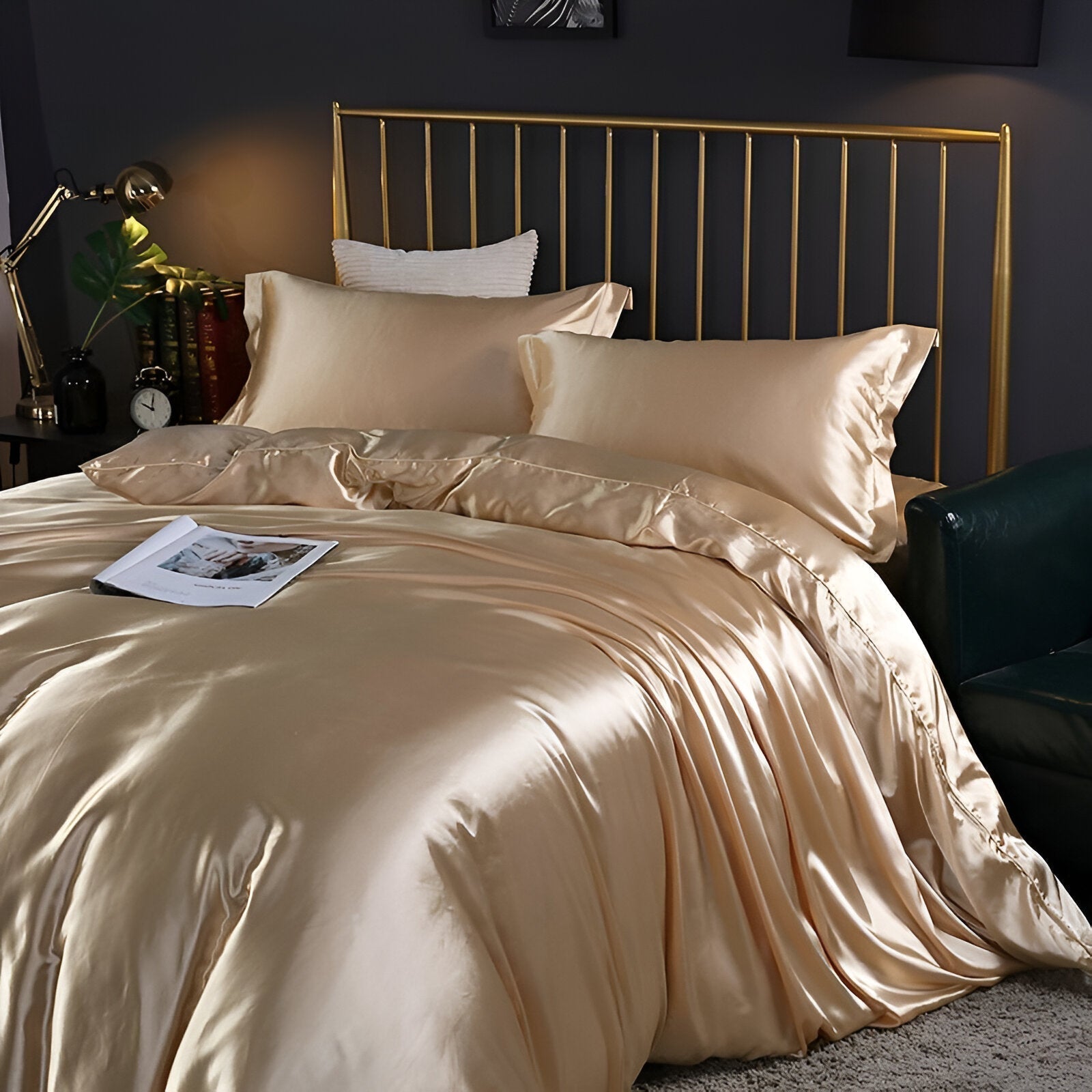 Silk Bedding Set – Silky Bed Sheets for Double & King Size / Silk Bedclothes