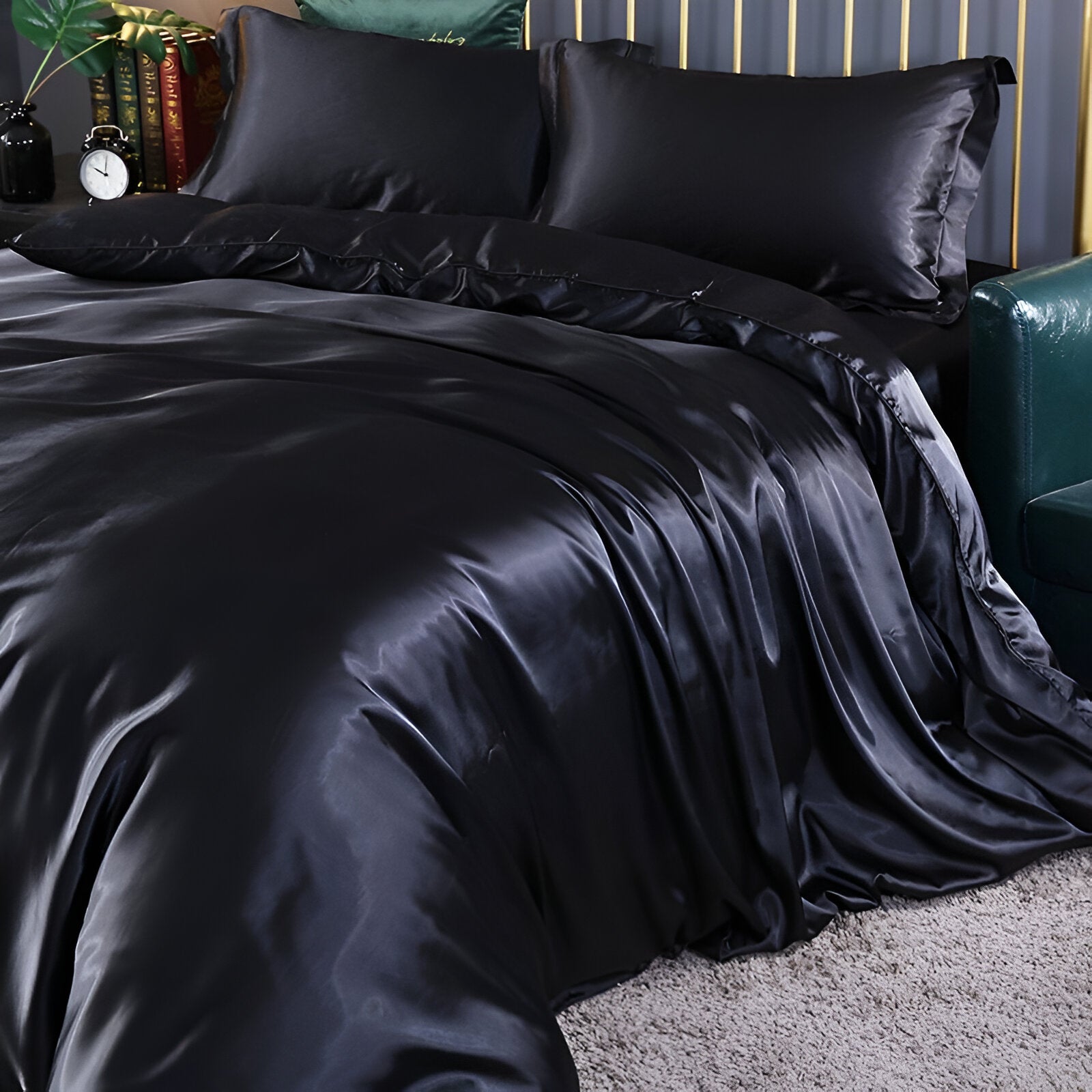 Silk Bedding Set – Silky Bed Sheets for Double & King Size / Silk Bedclothes