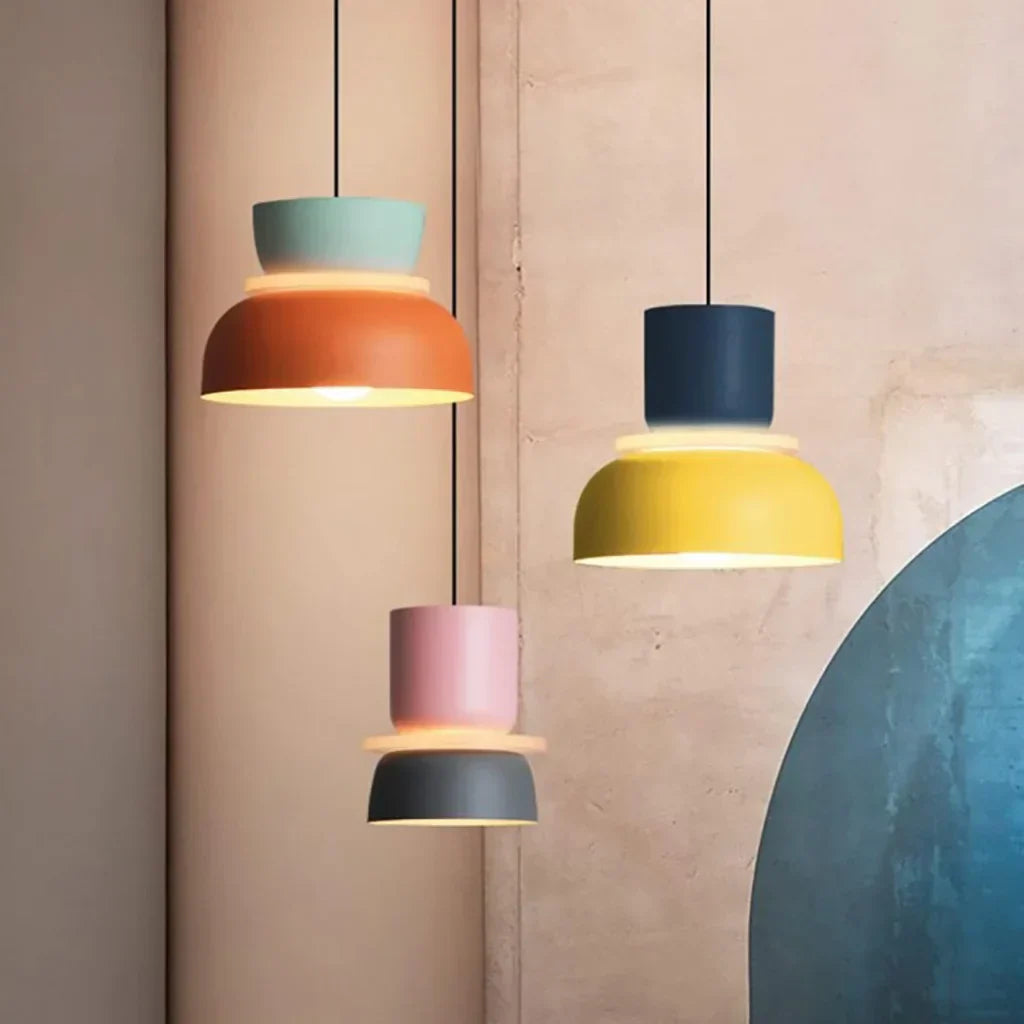 Nordic Color Block Pendant Light Fixture - Modern Hanging Lamp for Kitchen & Dining Room