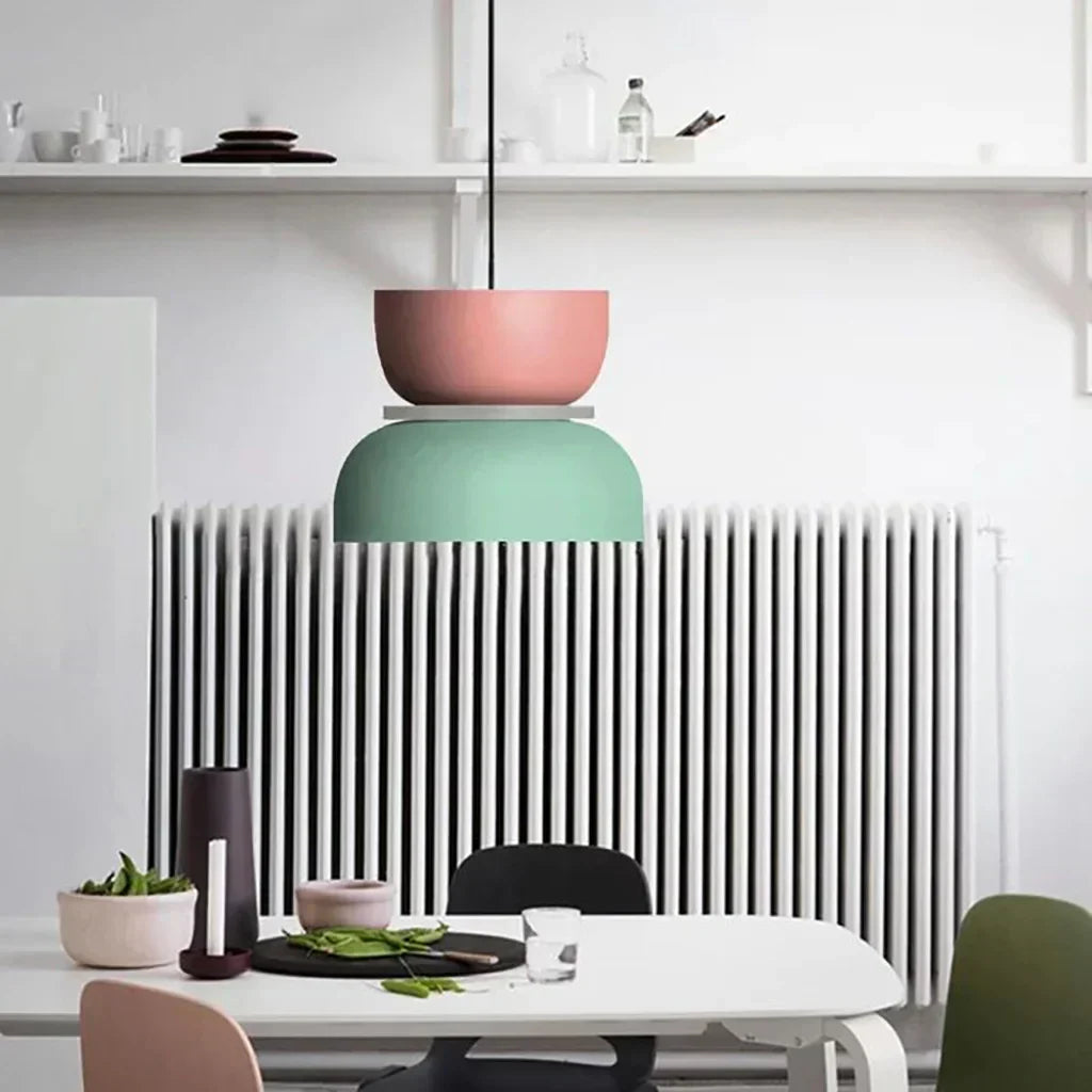 Nordic Color Block Pendant Light Fixture - Modern Hanging Lamp for Kitchen & Dining Room