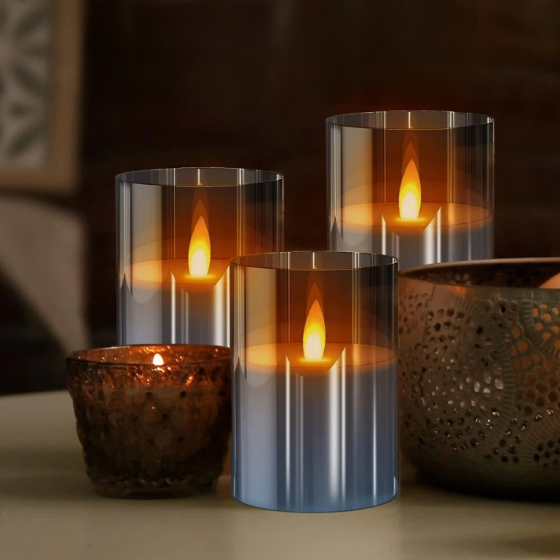 LED Ambient Candle Lights | Realistic Flame Aura, Customizable Brightness & Timer Settings for Home Decor and Events