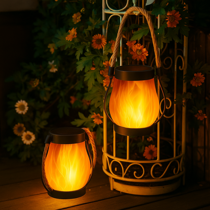 Solar-Powered Outdoor Lantern | Realistic Flame Effect, All-Weather Proof & Ideal for Cozy Evenings on the Patio or Balcony