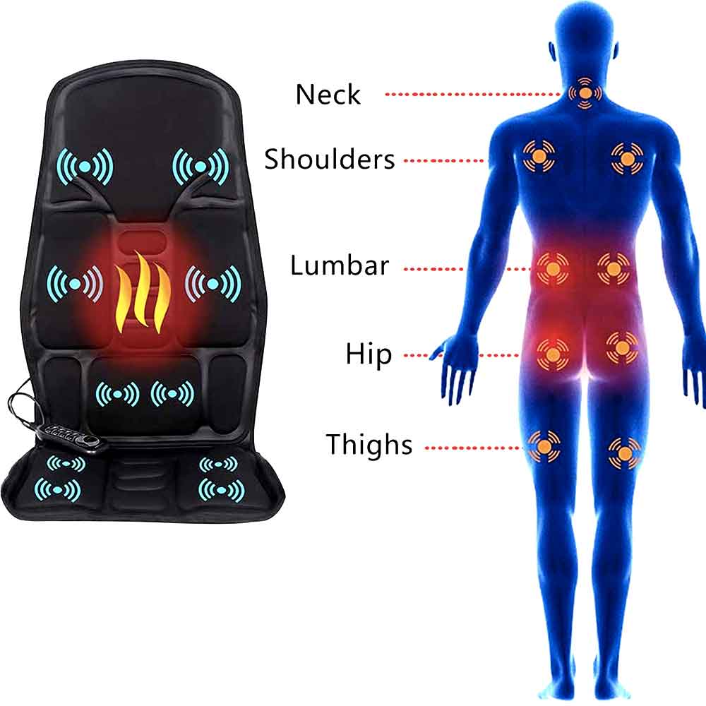 Massage Chair Pad with Heat | 8 Massage Modes, Deep Tissue Relief & Portable for Home and Car Use