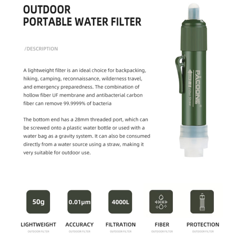 Mini Water Filter Straw for Survival Camping