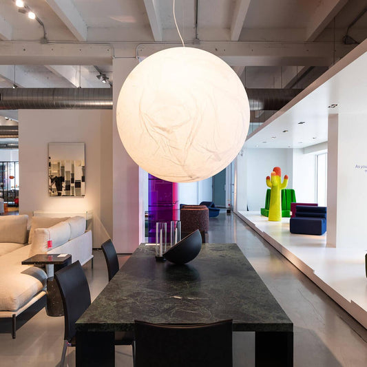 Moon Silk Pendant Lamp - Modern Hanging Light Fixture for Living Room & Dining Room Decor